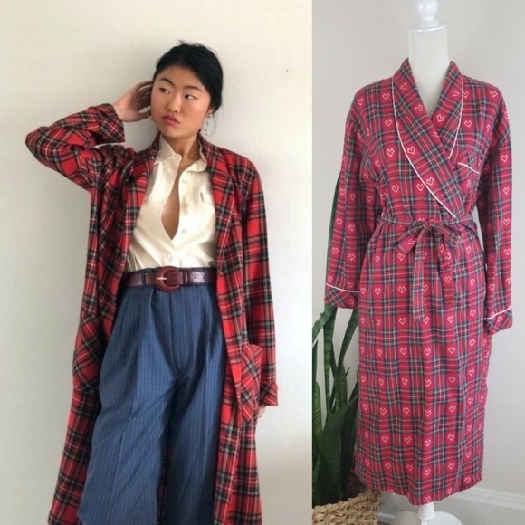 Vintage Other - VTG 90's Lanz of Salzburg Tartan Plaid Wrap Robe